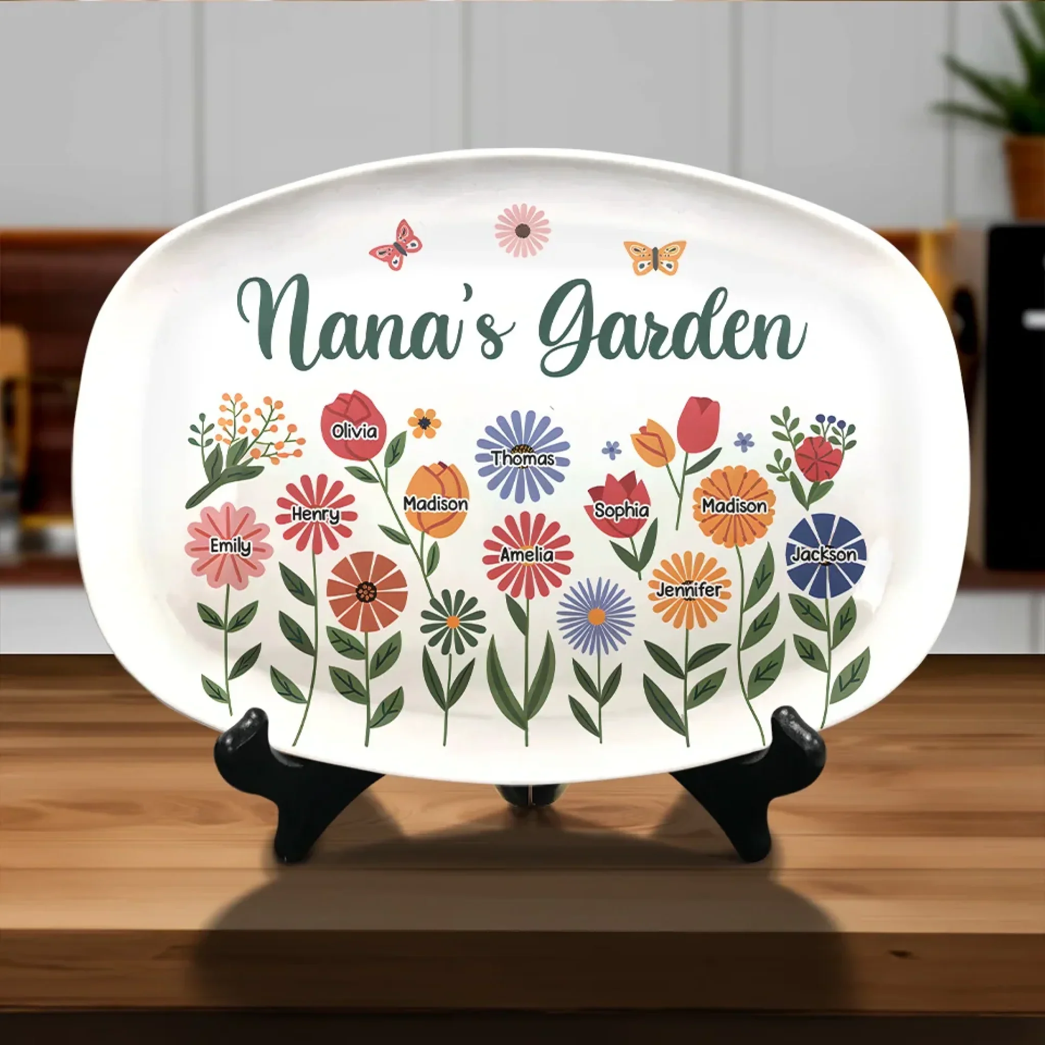 Grandma’s Love Is Sunshine For Little Flowers - Family Personalized Custom Platter - Gift For Mom, Grandma - Image 4