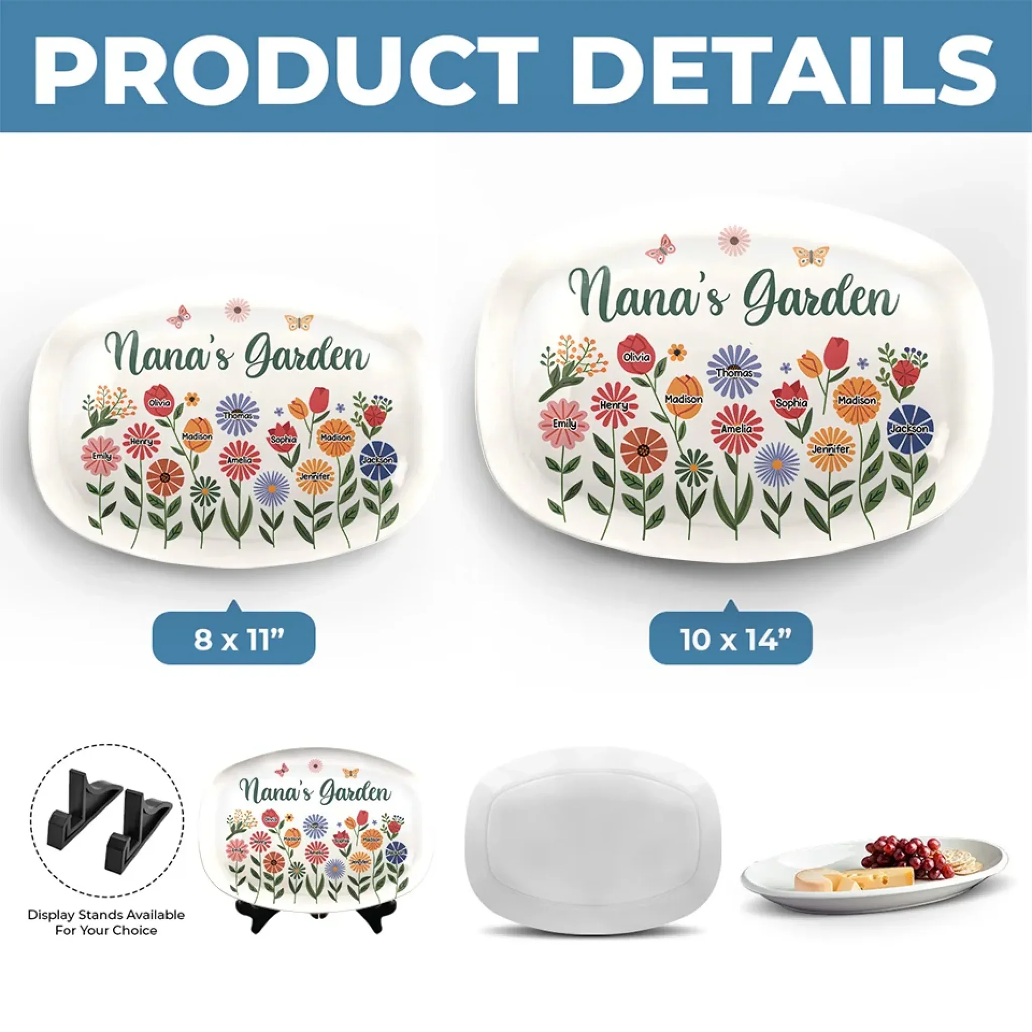 Grandma’s Love Is Sunshine For Little Flowers - Family Personalized Custom Platter - Gift For Mom, Grandma - Image 5