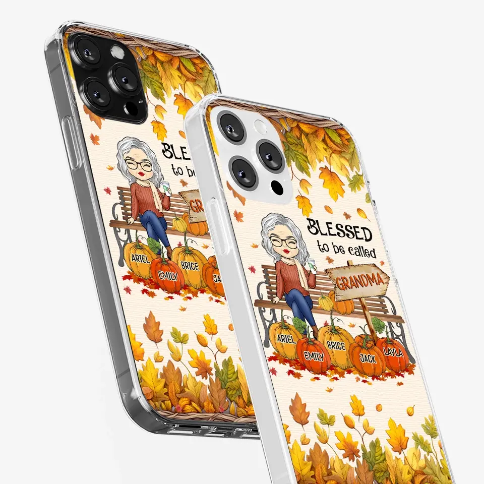 Grandma's Love Is The Heart Of Our Family - Family Personalized Custom Clear Phone Case - Autumn Fall Gift For Grandma - Image 31