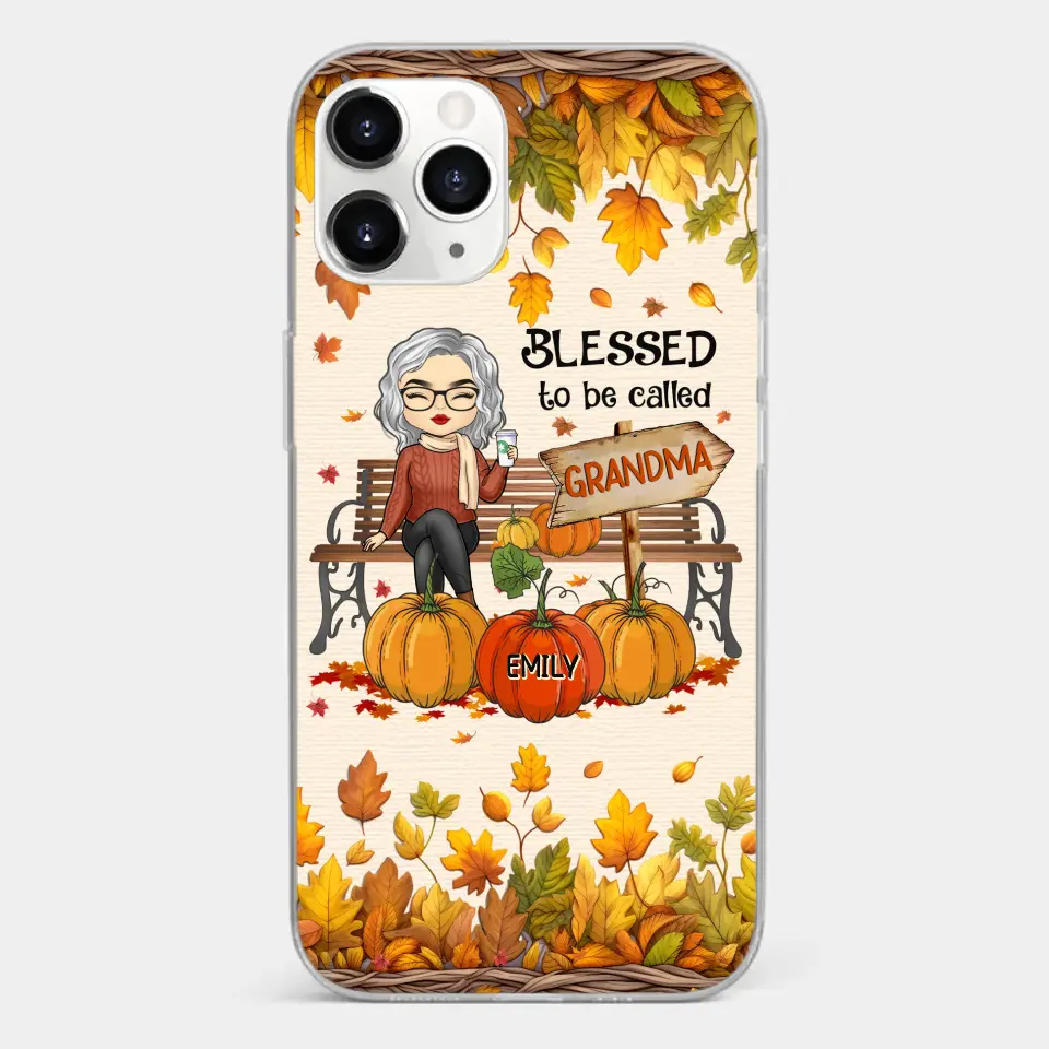 Grandma's Love Is The Heart Of Our Family - Family Personalized Custom Clear Phone Case - Autumn Fall Gift For Grandma - Image 7