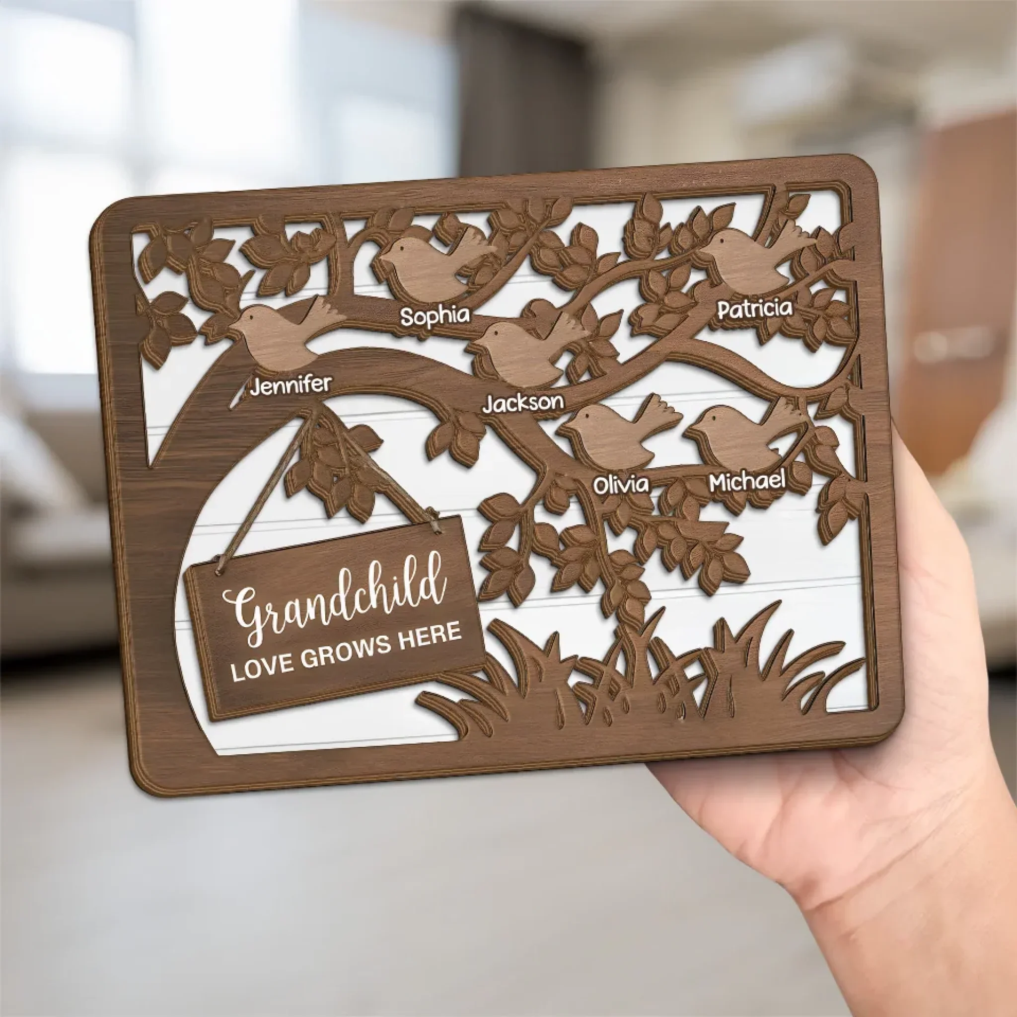 Grandma’s Love Is The Sweetest Gift - Family Personalized Custom 2-Layered Wooden Plaque With Stand - Gift For Mom, Grandma - Image 5