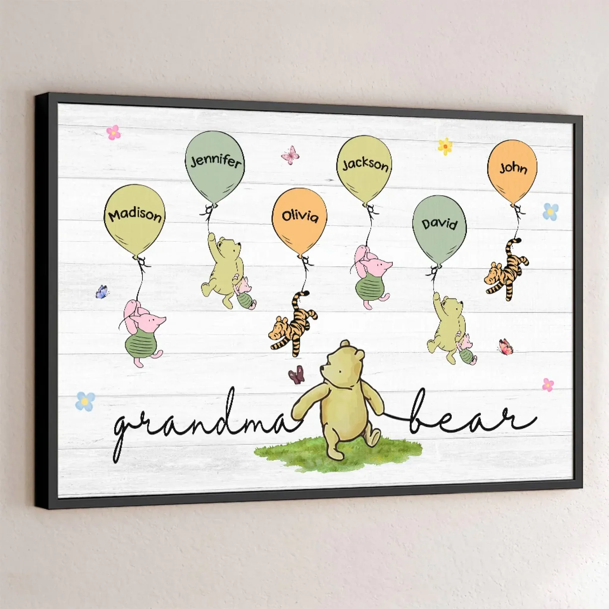 Grandma’s Love Lifts Us Up - Family Personalized Custom Horizontal Poster - Mother's Day, Gift For Mom, Grandma