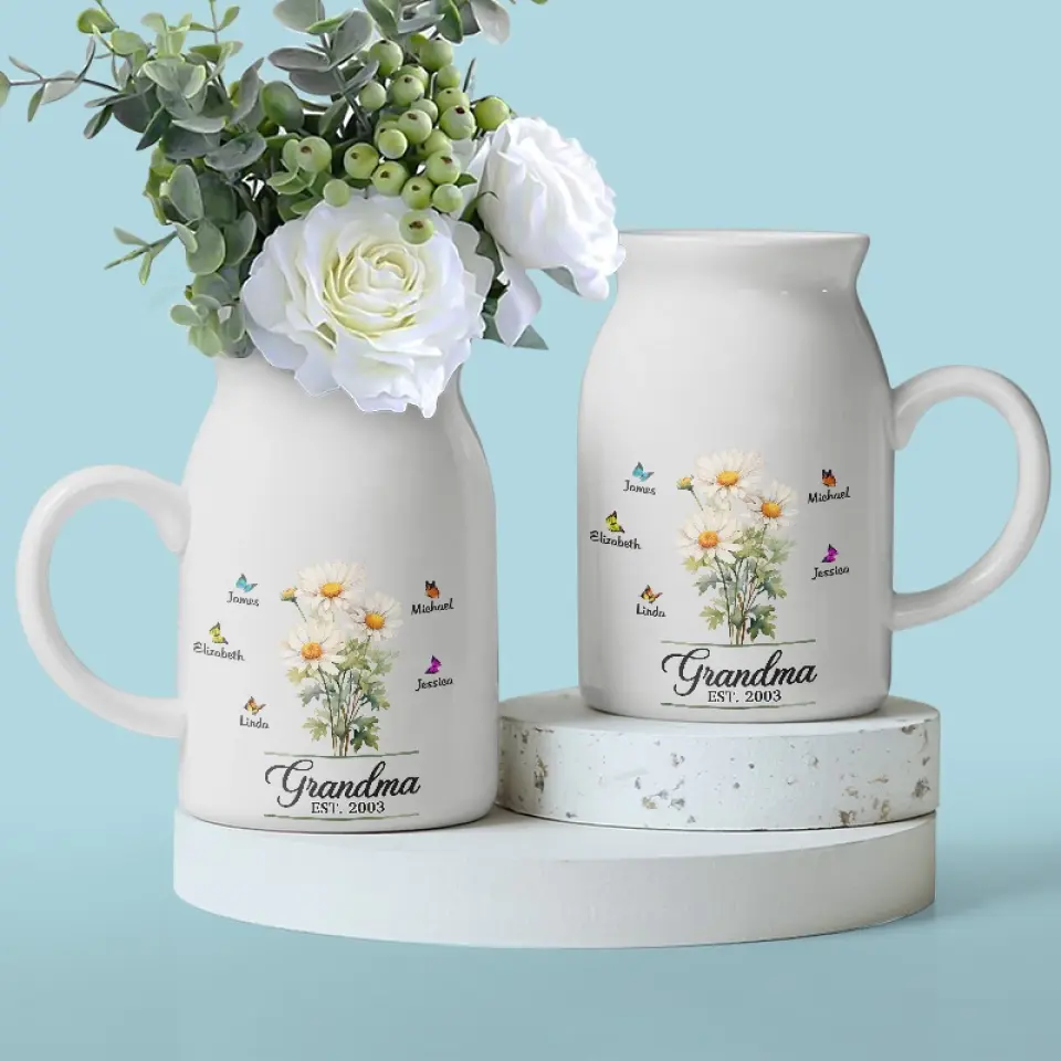 Grandmas Plant Seeds Of Love That Bloom Forever - Family Personalized Custom Home Decor Flower Vase - House Warming Gift For Mom, Grandma - Image 5