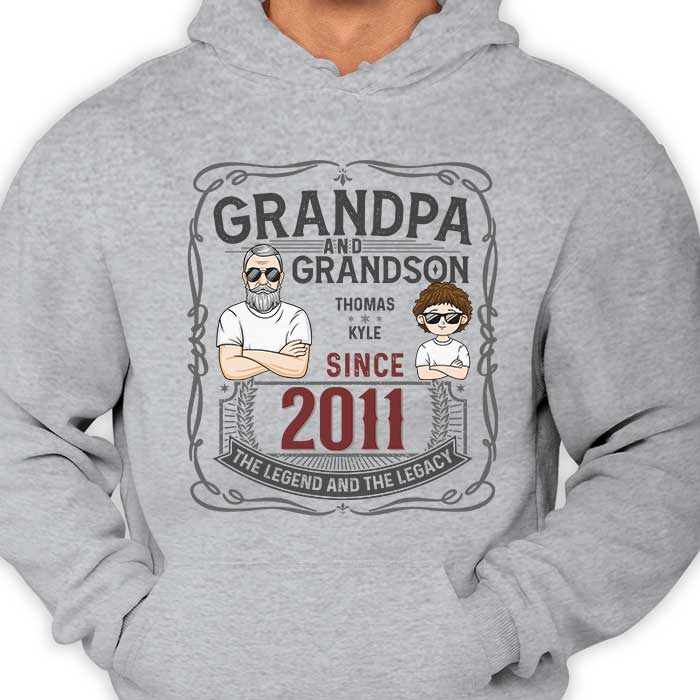 Grandpa And Grandson The Legend And The Legacy - Personalized Unisex T-shirt, Hoodie, Sweatshirt - Gift For Grandpa, Grandparents - Image 2