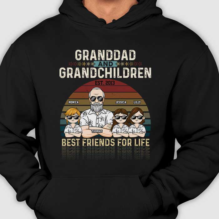 Grandpa & Grandkids Are Best Friends For Life - Personalized Unisex T-shirt, Hoodie, Sweatshirt - Gift For Grandpa, Grandparents - Image 2