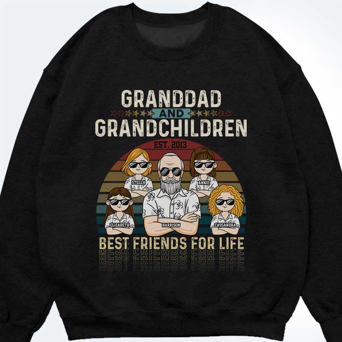 Grandpa & Grandkids Are Best Friends For Life - Personalized Unisex T-shirt, Hoodie, Sweatshirt - Gift For Grandpa, Grandparents - Image 4
