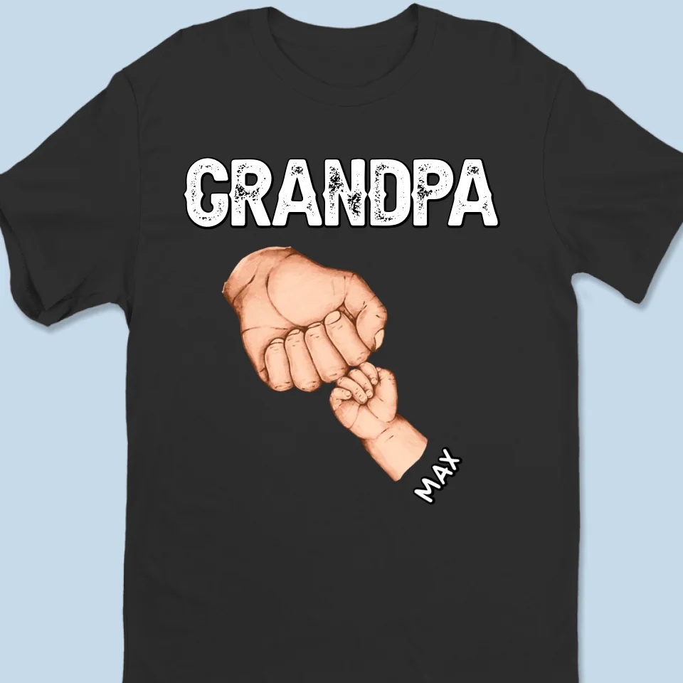 Grandpa Hold Their Children's Hands For A Short While, But Their Hearts Forever - Family Personalized Custom Unisex T-shirt, Premium T-shirt, Hoodie - Gift For Grandpa - Image 2
