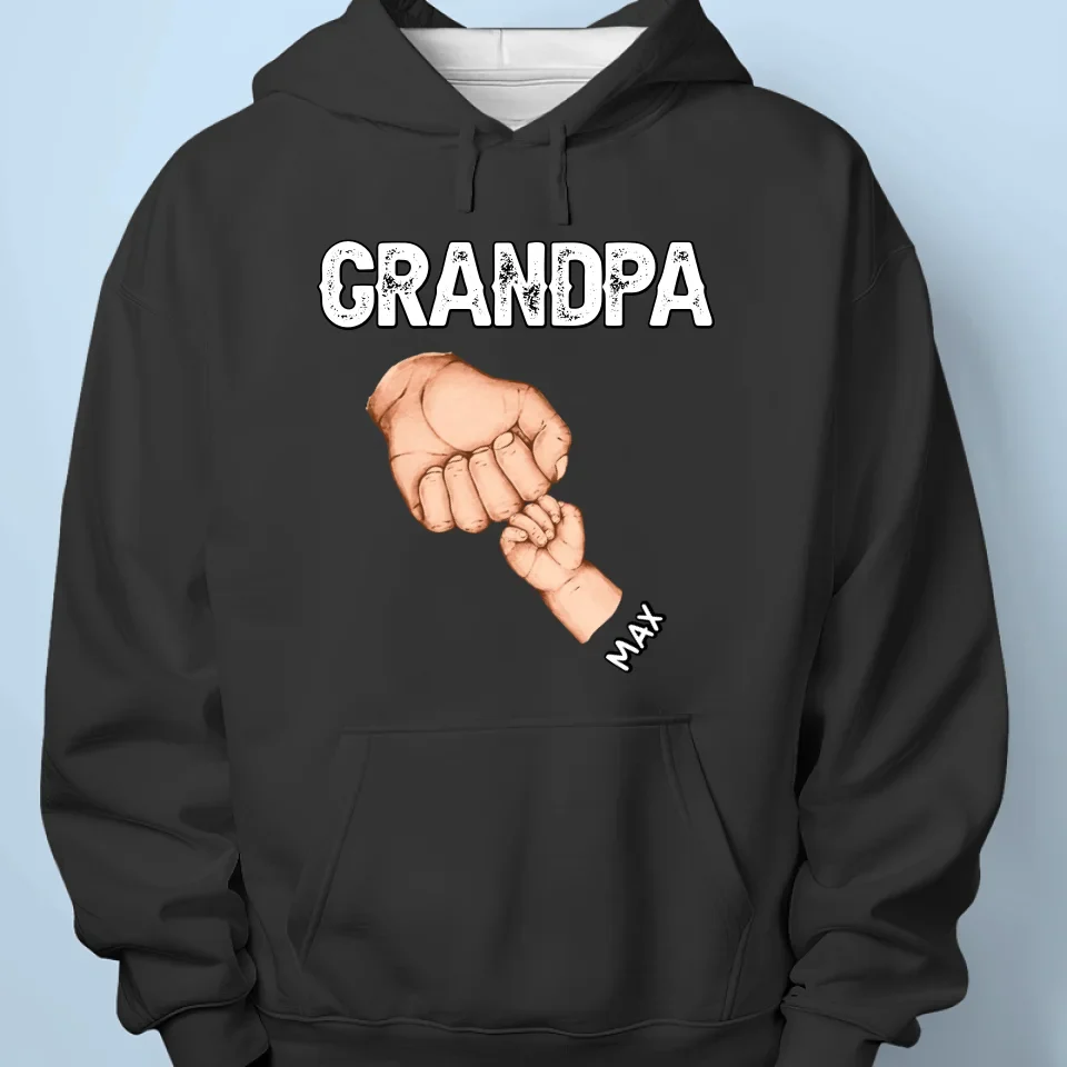 Grandpa Hold Their Children's Hands For A Short While, But Their Hearts Forever - Family Personalized Custom Unisex T-shirt, Premium T-shirt, Hoodie - Gift For Grandpa - Image 7