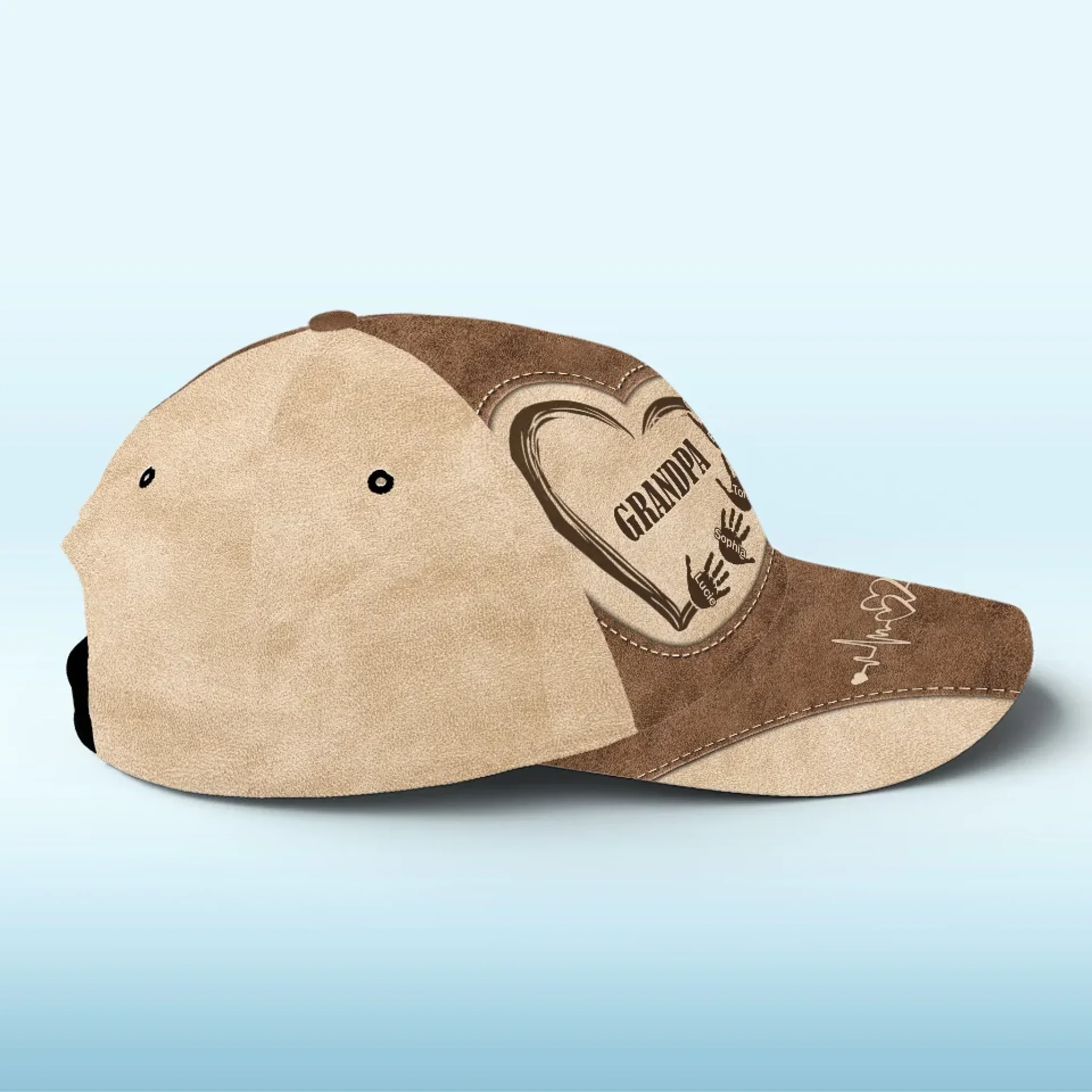 Grandpa’s Love, Forever In Our Hearts - Family Personalized Custom Hat, All Over Print Classic Cap - Gift For Family Members - Image 4