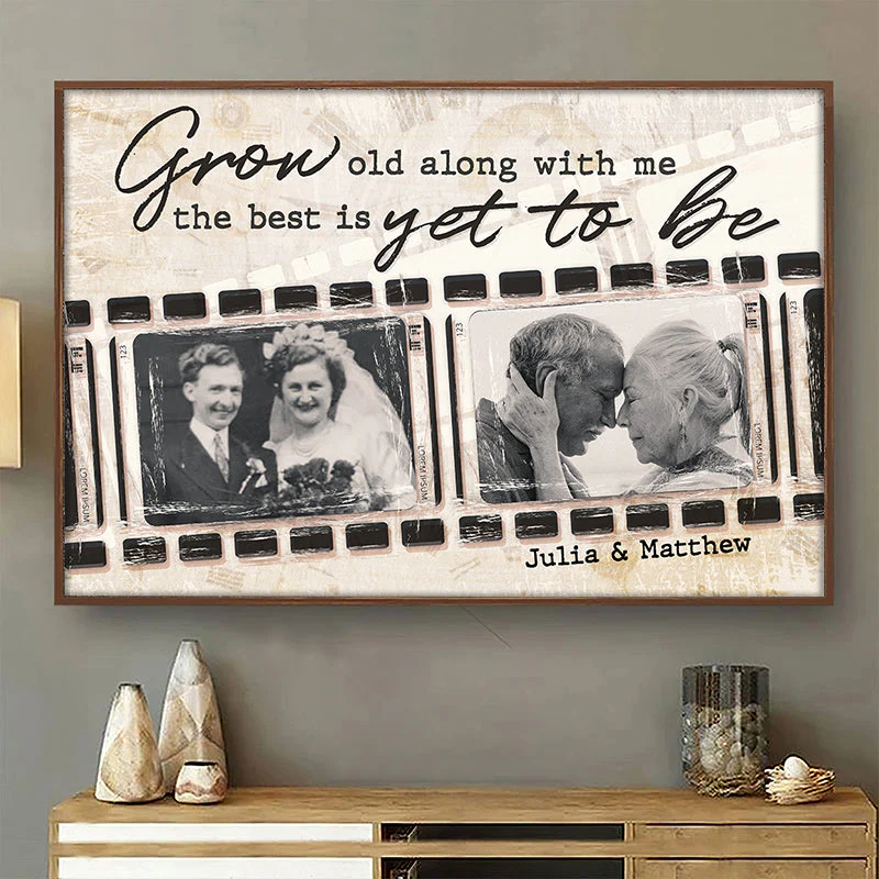 Grow Old Along With Me - Upload Image, Gift For Couples - Personalized Horizontal Poster - Image 2