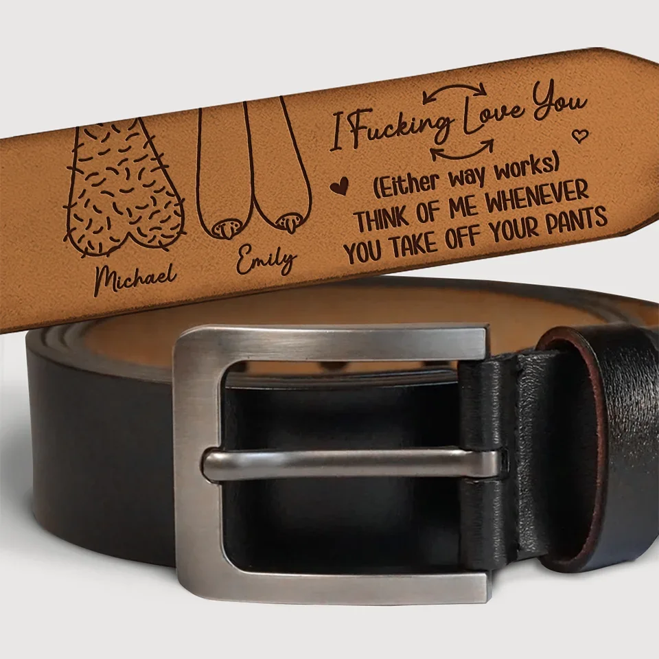 Growing Old Together - Couple Personalized Custom Engraved Leather Belt - Gift For Husband Wife, Anniversary - Image 2