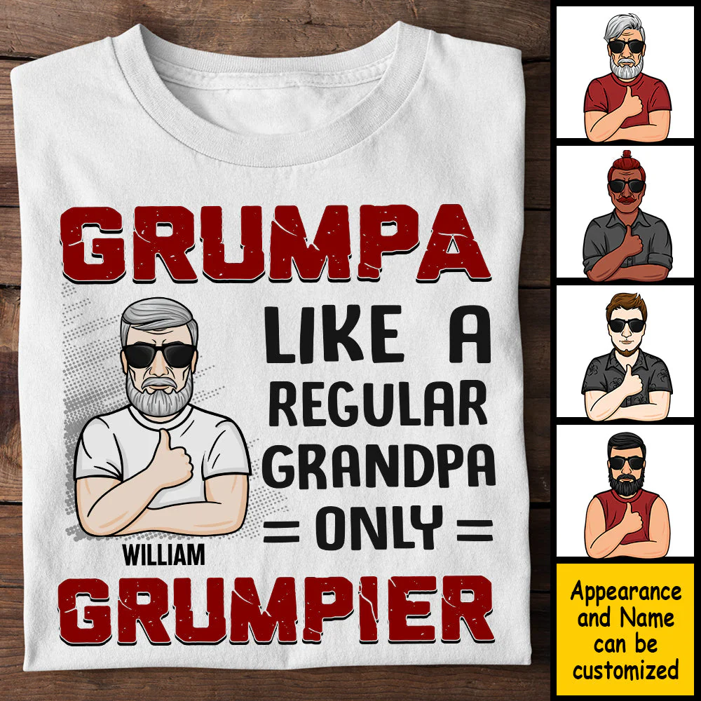Grumpa Like A Regular Grandpa - Gift For Dad, Grandpa - Personalized Unisex T-shirt, Hoodie - Image 3
