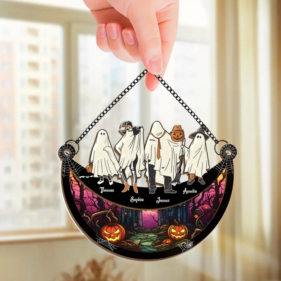 Halloween Sparks Joy When We Share It With Loved Ones - Family Personalized Window Hanging Suncatcher - Halloween Gift For Family Members - Image 3