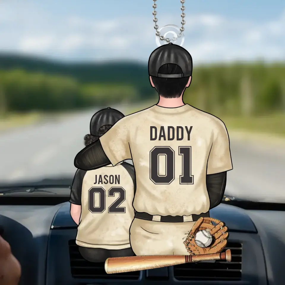 Hand In Hand, I Will Always Protect You - Family Personalized Custom Car Ornament - Acrylic Custom Shaped - Gift For Dad, Sport Lovers, Sport Players - Image 2