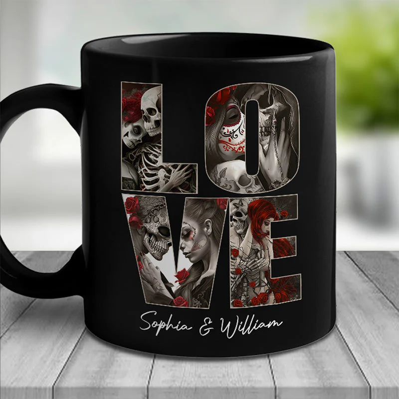 Hand In Hand Side By Side - Couple Personalized Custom Black Mug - Gift For Husband Wife, Anniversary - Image 2