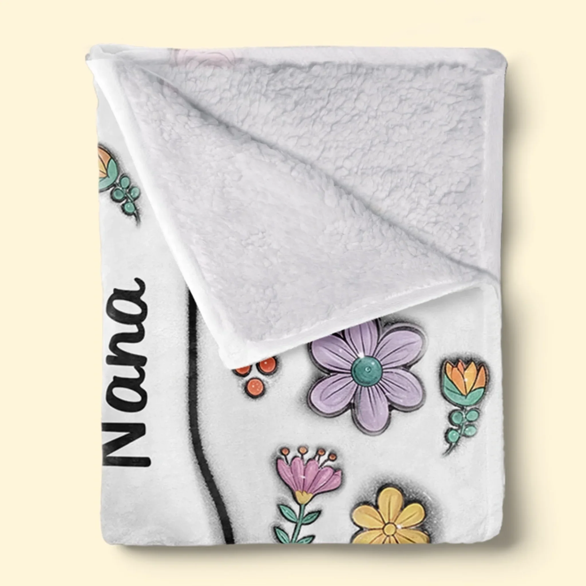 Hands Holding Nana With Love - Family Personalized Custom 3D Inflated Effect Printed Blanket - Mother's Day, Gift For Mom, Grandma - Image 4
