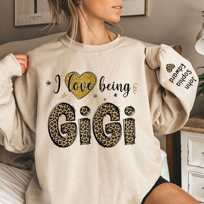 Happiness Is Being A Grandma - Family Personalized Custom Unisex Sweatshirt With Design On Sleeve - Christmas Gift For Mom, Grandma - Image 2
