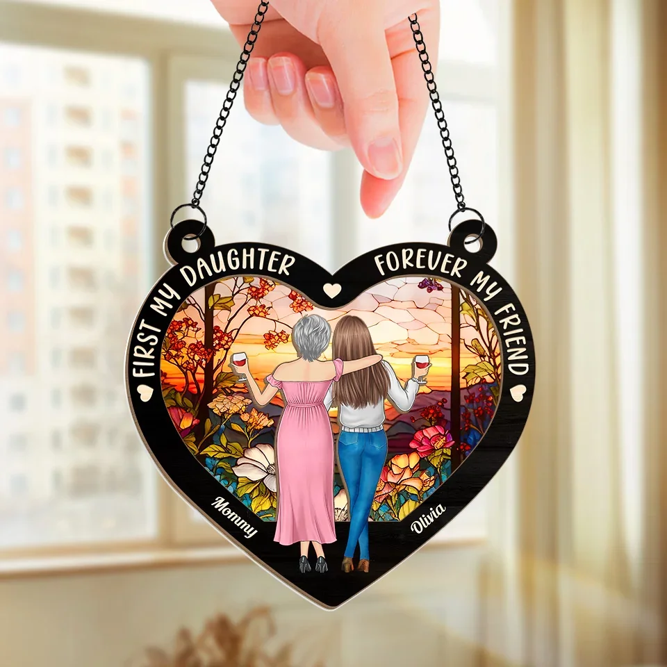 Happiness Is Mother And Daughter Time - Family Personalized Window Hanging Suncatcher - Gift For Mom, Daughter - Image 3
