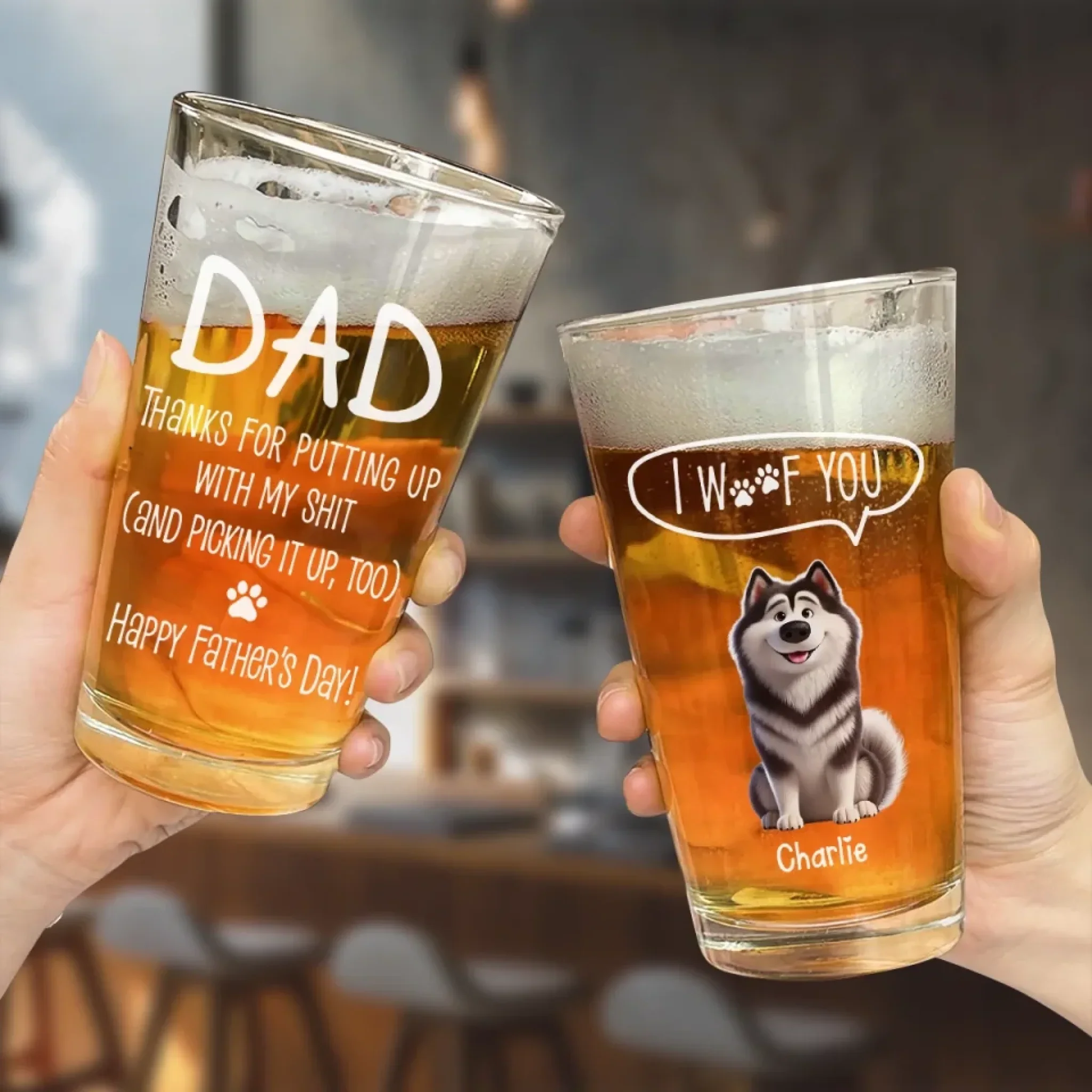 Happy Father's Day To My Snack Provider - Dog Personalized Custom Beer Glass - Father's Day, Gift For Pet Owners, Pet Lovers - Image 4