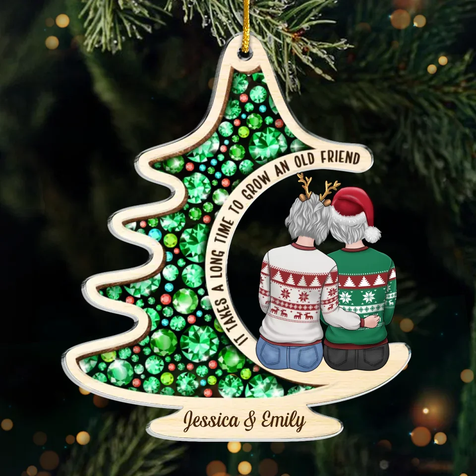 Happy Holidays To The Best Family Member I Chose For Myself - Bestie Personalized Custom Ornament - Acrylic Custom Shaped - Christmas Gift For Best Friends, BFF, Sisters - Image 2