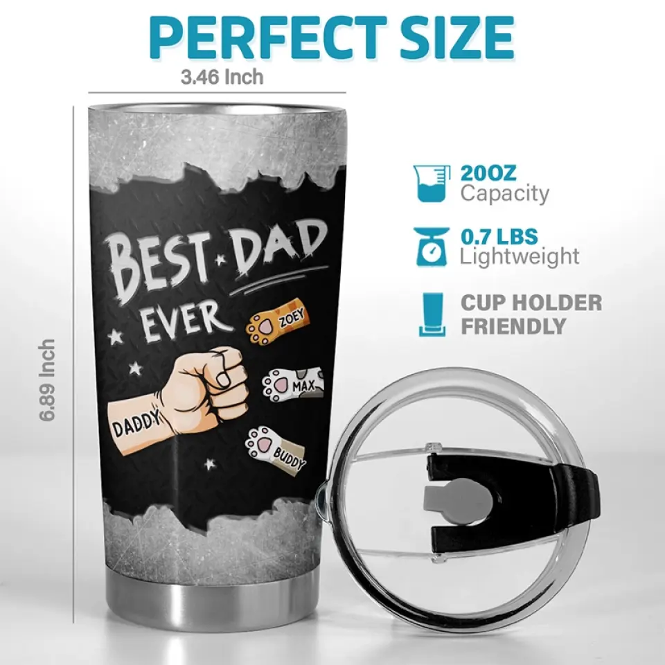 Happy Pawther’s Day - Dog & Cat Personalized Custom Tumbler - Father's Day, Gift For Pet Owners, Pet Lovers - Image 3