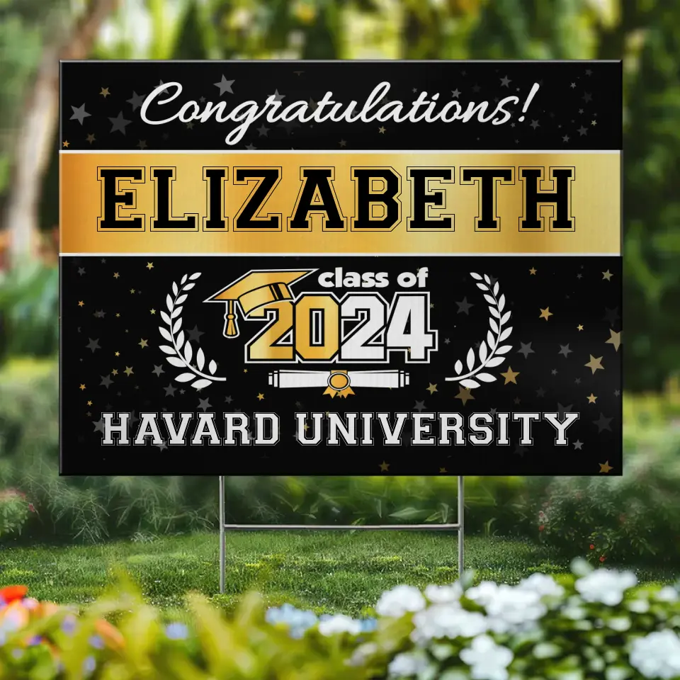 Hats Off To The Graduate - Family Personalized Custom Yard Sign - Graduation Gift For Family Members, Siblings, Brothers, Sisters - Image 2