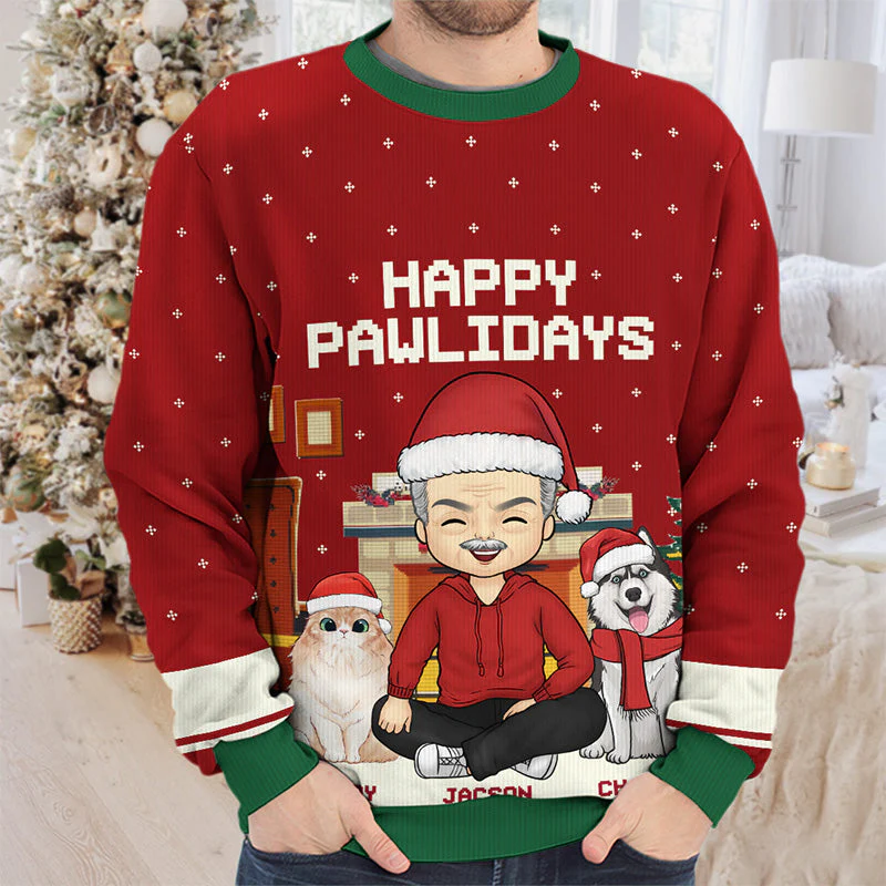 Have A Fetching Christmas - Dog & Cat Personalized Custom Ugly Sweatshirt - Unisex Wool Jumper - Christmas Gift For Pet Owners, Pet Lovers - Image 3