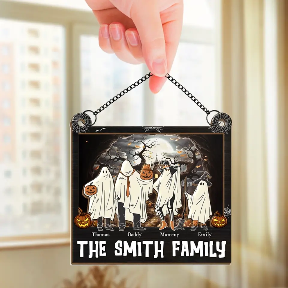 Having A Bloody Good Time - Family Personalized Window Hanging Suncatcher - Halloween Gift For Family Members - Image 3