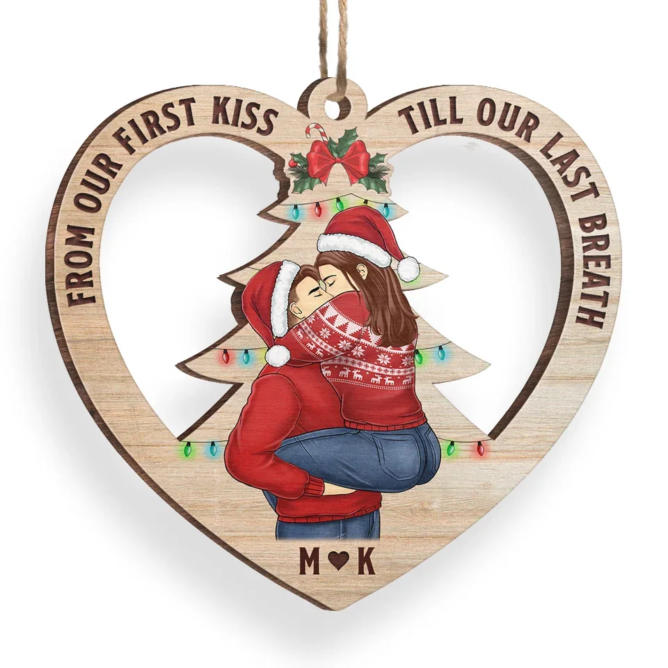 Having The Merriest Christmas With The Love Of My Life - Couple Personalized Custom Ornament - Wood Custom Shaped - Christmas Gift For Husband Wife, Anniversary - Image 3