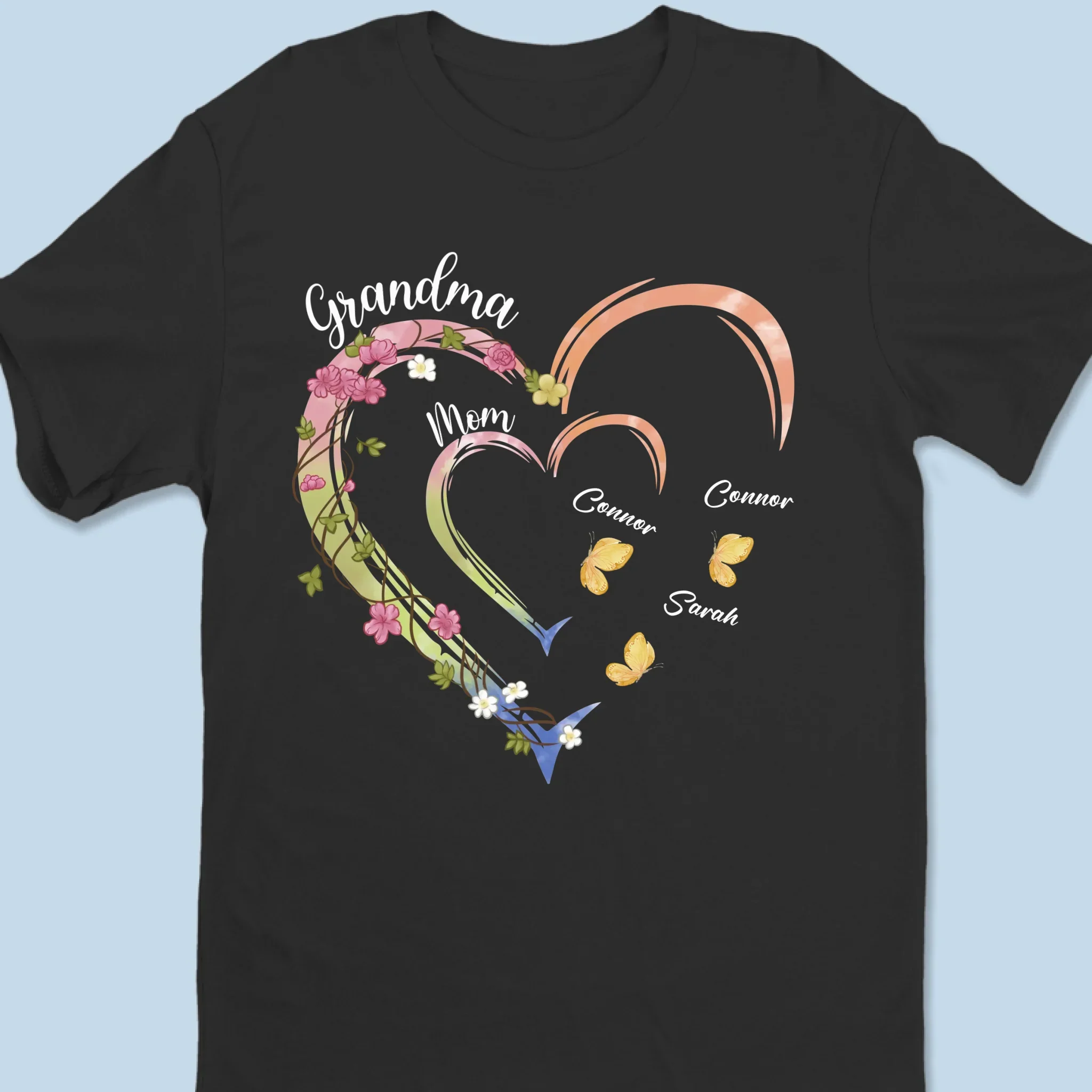 Hearts Forever Connected - Family Personalized Custom Unisex T-shirt, Premium T-shirt, Hoodie - Mother's Day, Gift For Mom, Grandma - Image 2