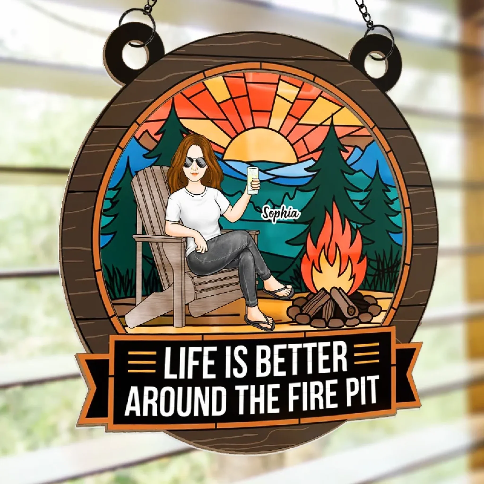 Heat Of The Fire, Peace Of The Night - Family Personalized Window Hanging Suncatcher Ornament - Gift For Yourself, Best Friends, Siblings, Family Members - Image 4