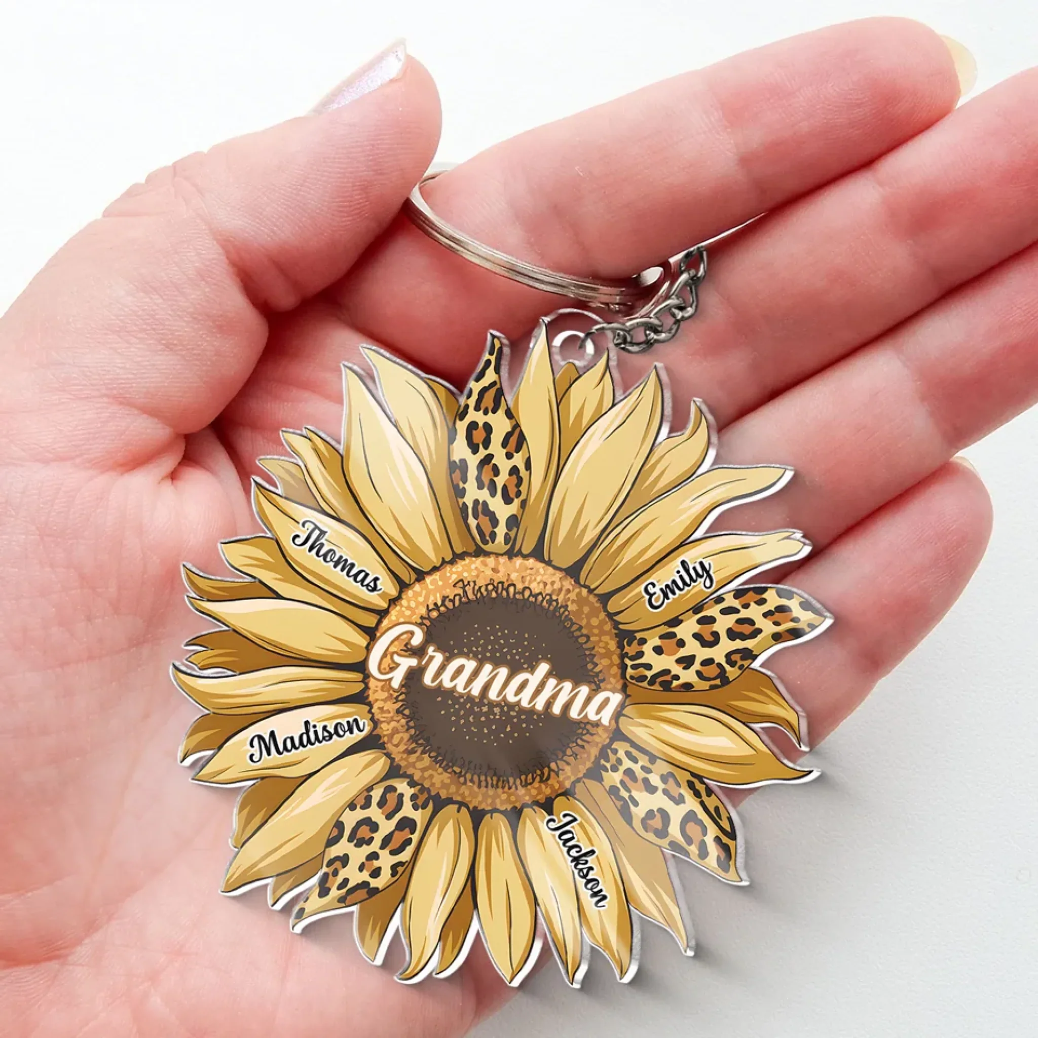 Her Love Is As Timeless As The Blooms In Her Garden - Family Personalized Custom Shaped Acrylic Keychain - Gift For Mom, Grandma - Image 4