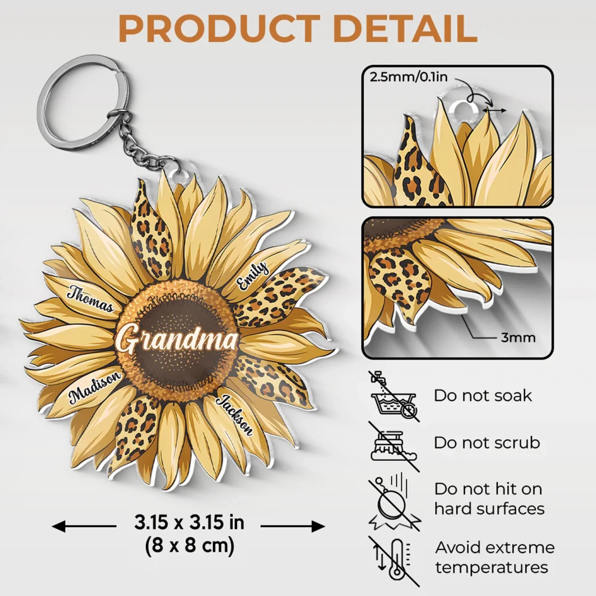 Her Love Is As Timeless As The Blooms In Her Garden - Family Personalized Custom Shaped Acrylic Keychain - Gift For Mom, Grandma - Image 5
