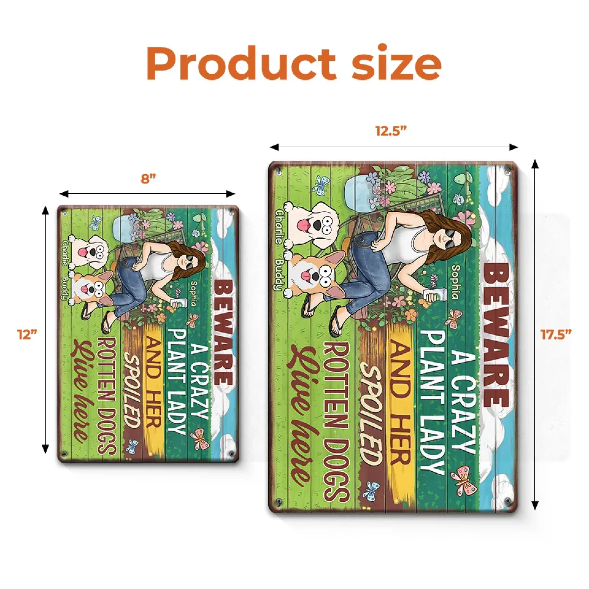Here Lives A Plant Lover And Her Precious Little Dog - Dog Personalized Custom Home Decor Metal Sign - House Warming Gift For Pet Owners, Pet Lovers - Image 5