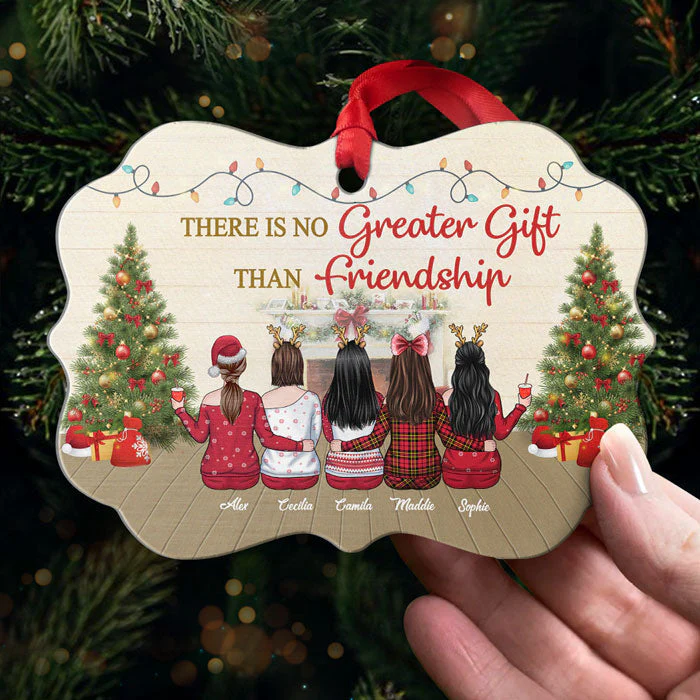 Here‚s To Another Year Of Bonding Over Alcohol - Personalized Custom Benelux Shaped Wood/Aluminum Christmas Ornament - Gift For Bestie, Best Friend, Sister, Birthday Gift For Bestie And Friend, Christmas New Arrival Gift - Image 7