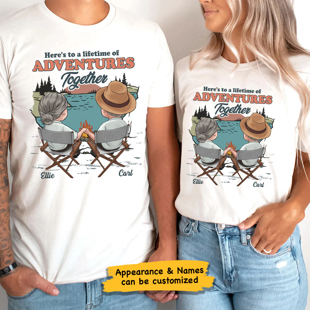 Here's To A Lifetime Of Adventures Together - Personalized Unisex T-shirt, Hoodie, Sweatshirt - Gift For Couple, Husband Wife, Anniversary, Engagement, Wedding, Marriage, Camping Gift - Image 4