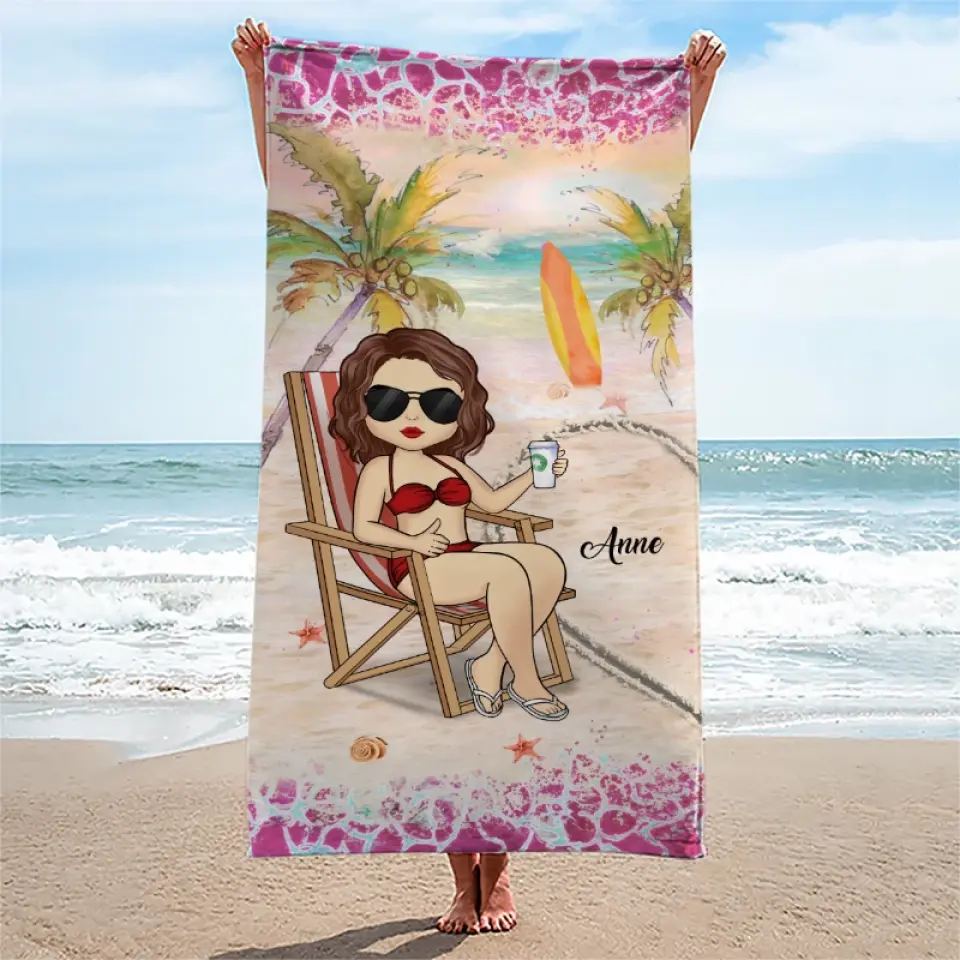 Hold My Hand, And I Will Go Anywhere With You - Couple Personalized Custom Beach Towel - Summer Vacation Gift For Husband Wife, Anniversary - Image 3