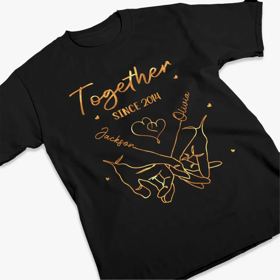 Hold My Hand And Never Let Go - Couple Personalized Custom Unisex T-shirt, Hoodie, Sweatshirt - Gift For Husband Wife, Anniversary - Image 3
