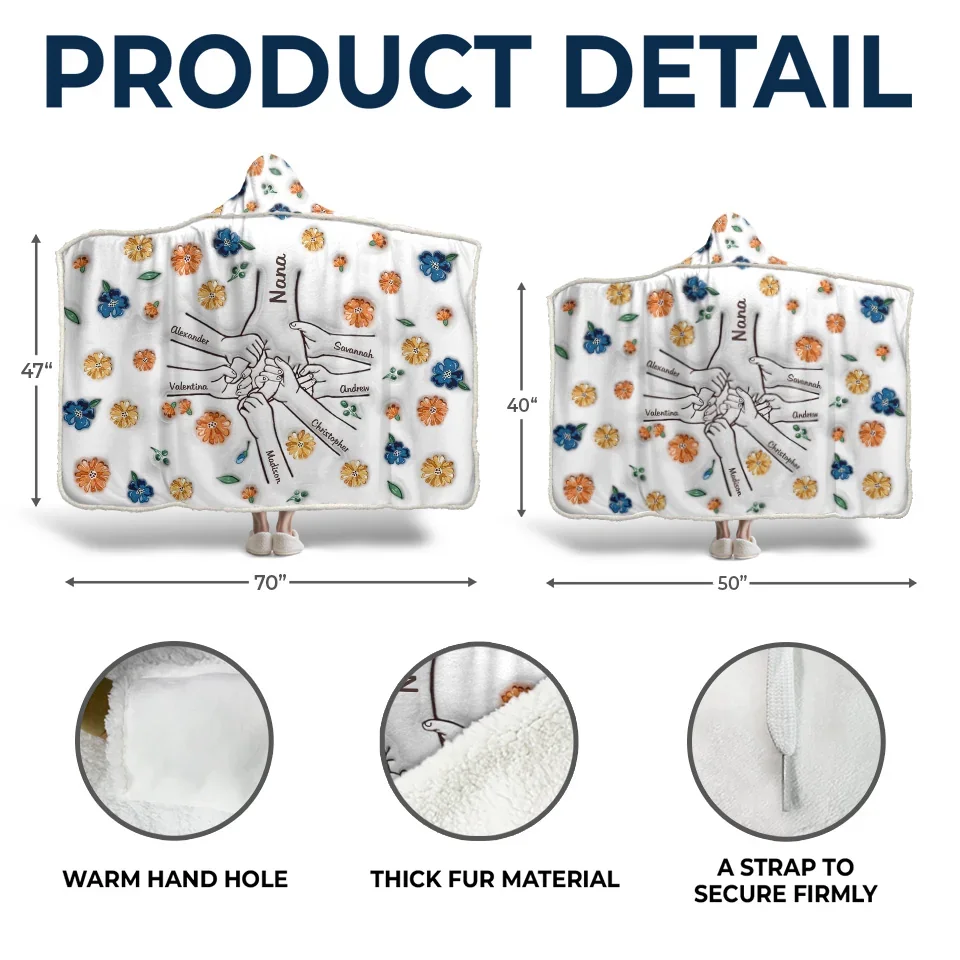 Holding Hands Is A Reminder That We Are All Connected - Family Personalized Custom 3D Inflated Effect Printed Snuggle Blanket, Hoodie Blanket - Gift For Family Members - Image 6