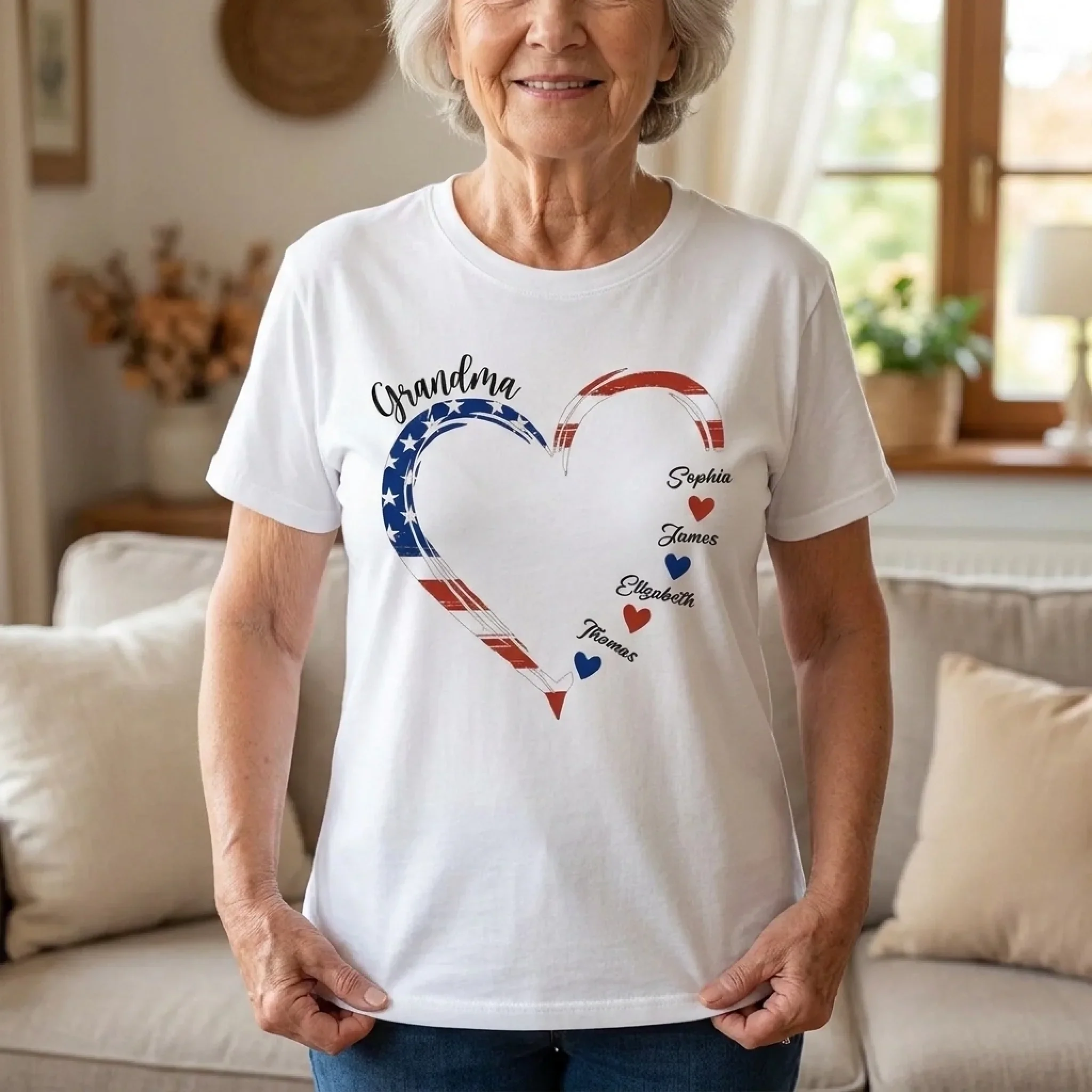 Home Is Where Your Grandma Is - Family Personalized Custom Unisex T-shirt, Premium T-shirt, Hoodie - Independence Day, 4th Of July, Birthday Gift For Grandma - Image 5