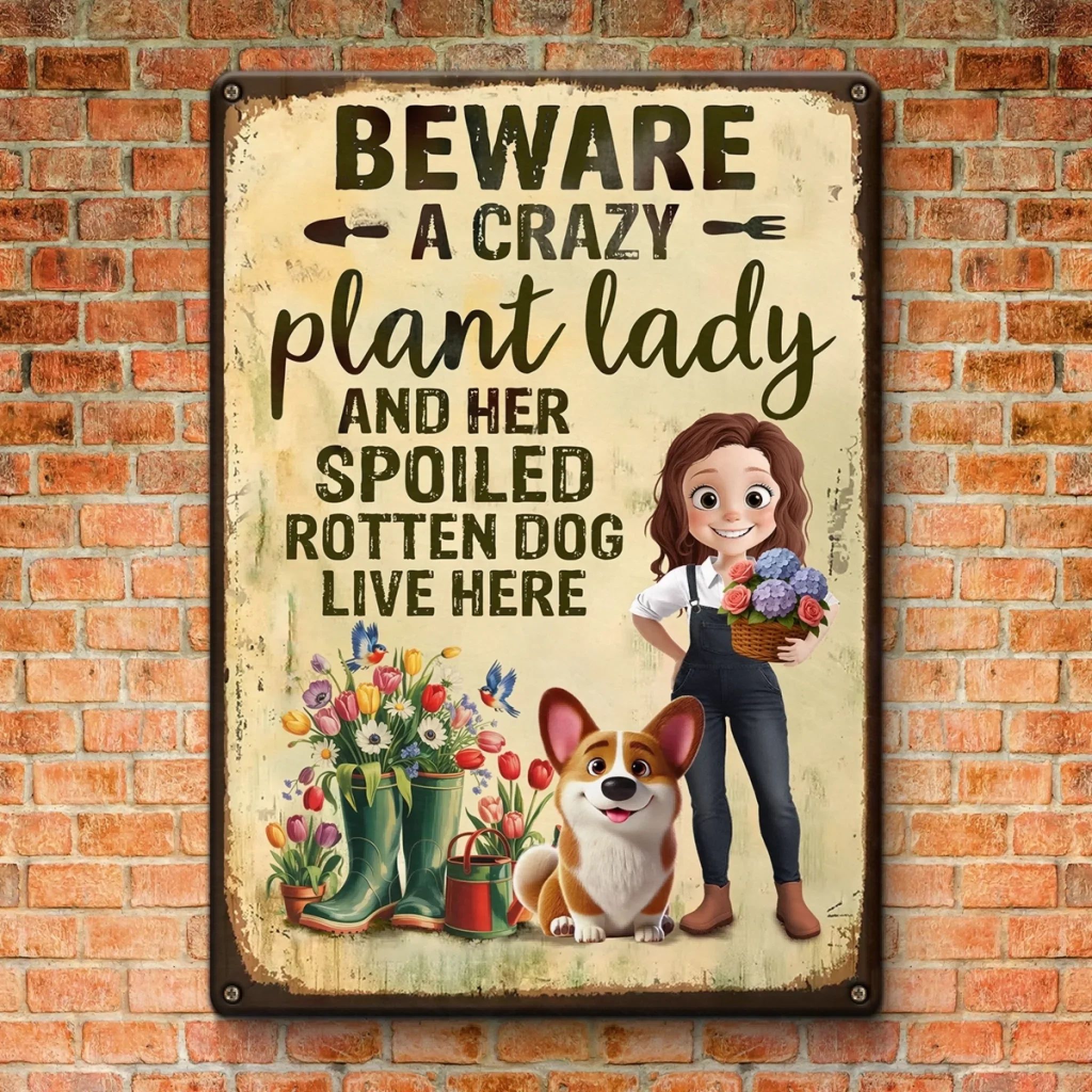 Custom Home Decor Metal Sign - Personalized Garden Gifts For Gardeners, Dog Lovers, Dog Mom - Home Of Plant Lovers - Image 3