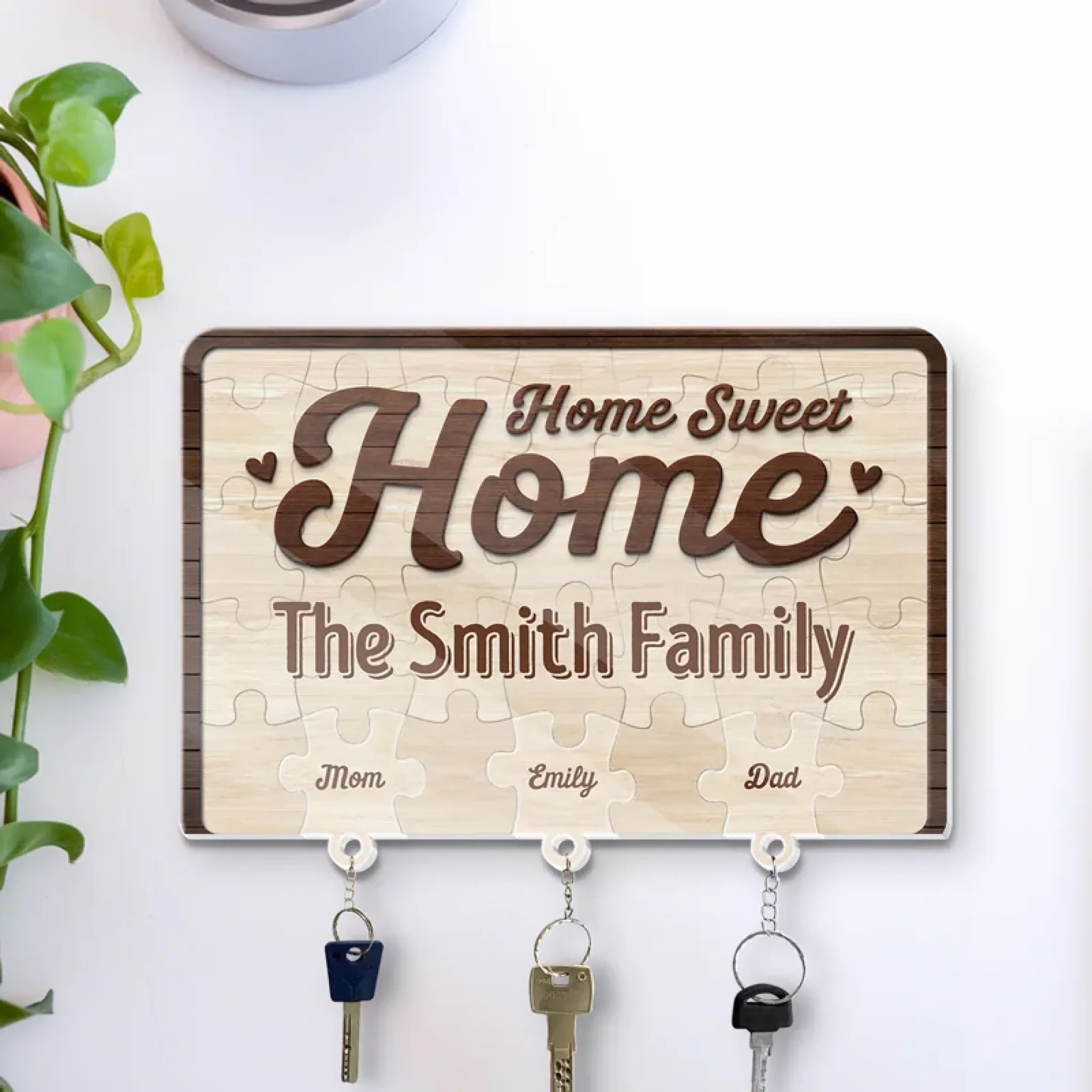 Home Sweet Home, Forever Loved - Family Personalized Custom Acrylic Puzzle Key Holder - House Warming Gift For Family Members - Image 4