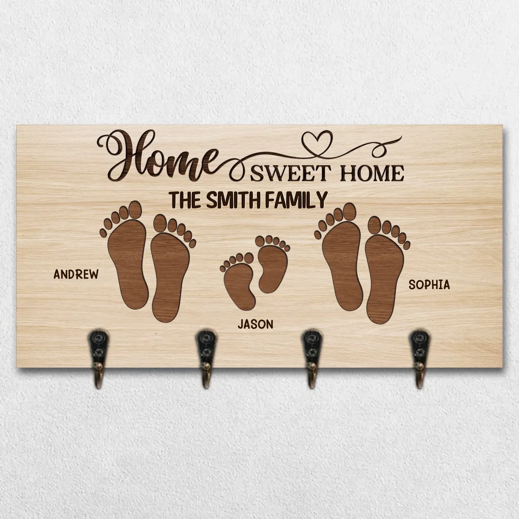 Home Sweet Home, This Is The Place To Find Happiness - Family Personalized Custom Home Decor Key Hanger, Key Holder - House Warming Gift For Family Members - Image 2