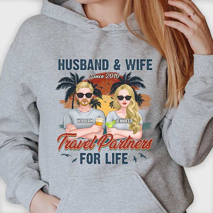 Husband And Wife Travel Partners Since Year - Personalized Unisex T-shirt, Hoodie, Sweatshirt - Gift For Couple, Husband Wife, Anniversary, Engagement, Wedding, Marriage Gift - Image 3