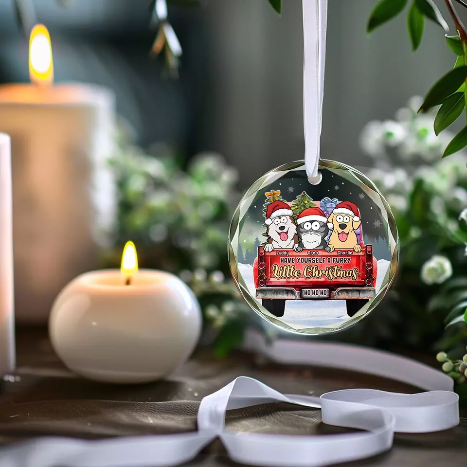 I Believe In Santa's Paws - Dog & Cat Personalized Custom Circle Glass Ornament - Christmas Gift For Pet Owners, Pet Lovers - Image 3