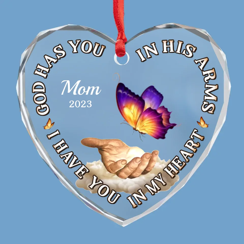 I Have You In My Heart - Memorial Personalized Custom Heart Glass Ornament - Sympathy Gift, Christmas Gift For Family Members - Image 2