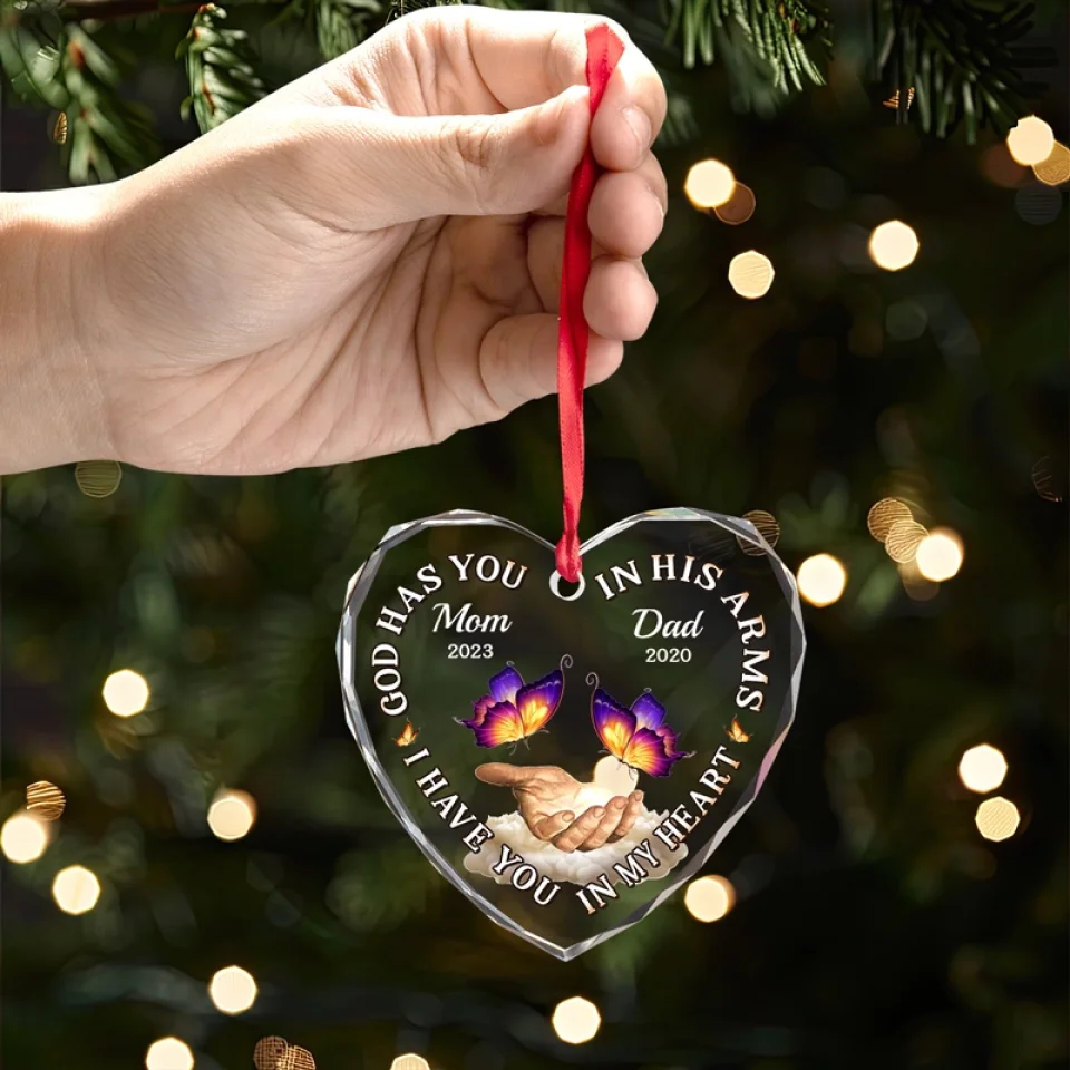 I Have You In My Heart - Memorial Personalized Custom Heart Glass Ornament - Sympathy Gift, Christmas Gift For Family Members - Image 4