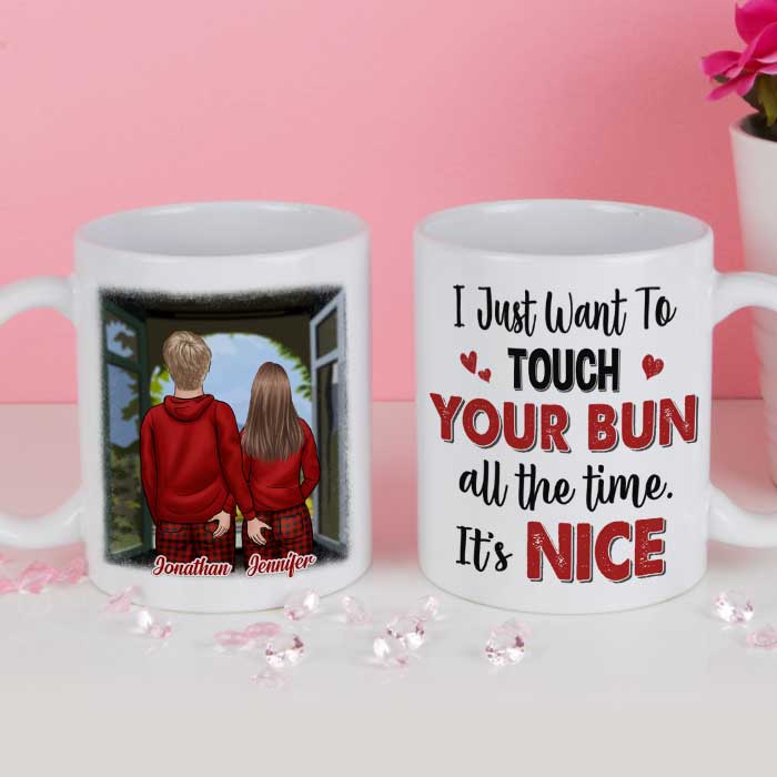 I Just Want To Touch Your Bun All The Time - Gift For Couples, Personalized Mug - Image 2