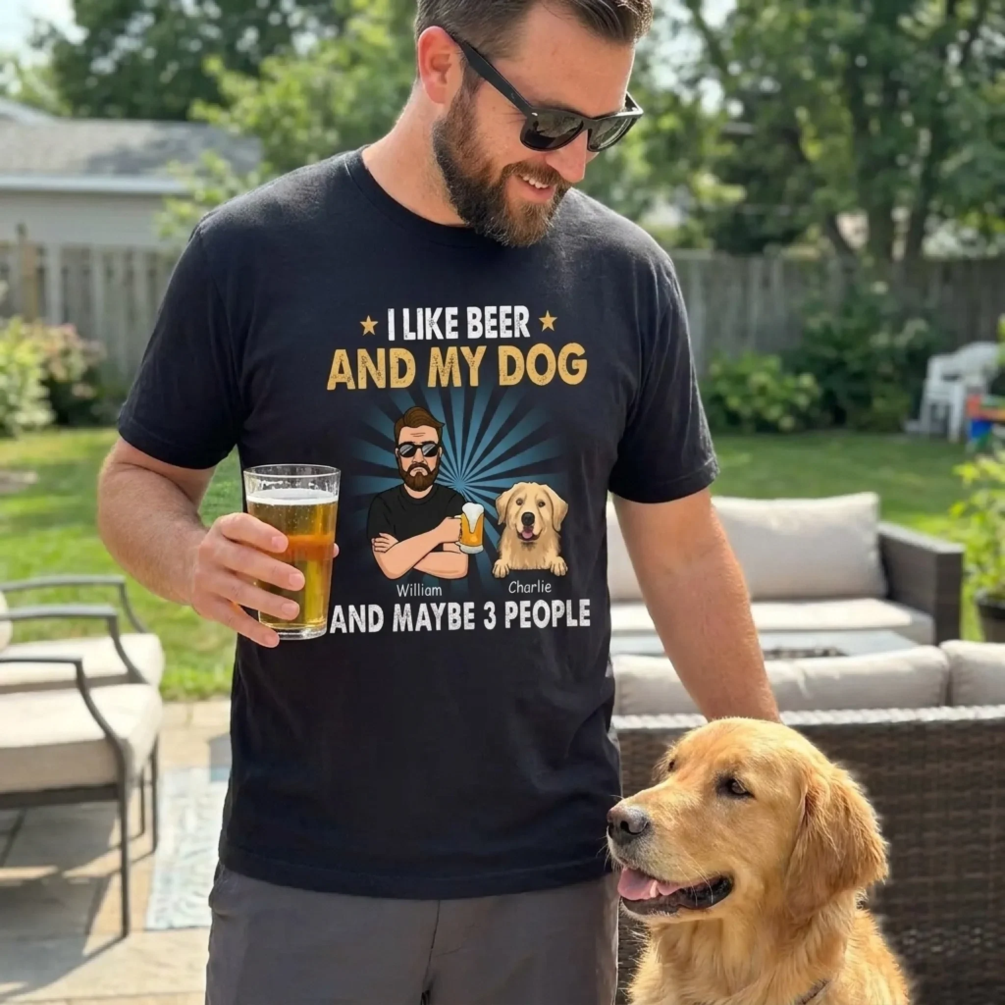 I Like Beer, My Dogs, And Maybe 3 People - Dog Personalized Custom Unisex T-shirt, Hoodie, Sweatshirt - Father's Day, Gift For Pet Owners, Pet Lovers - Image 3