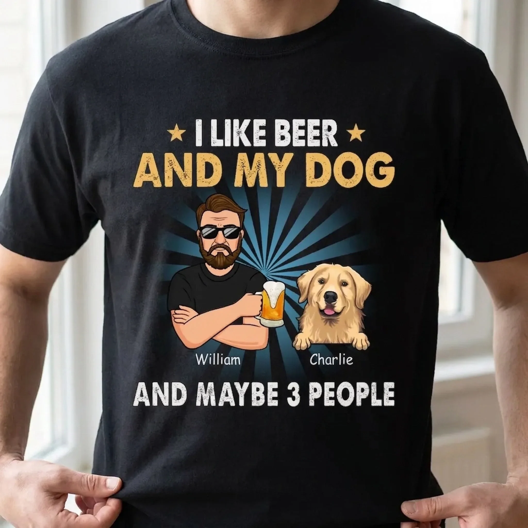 I Like Beer, My Dogs, And Maybe 3 People - Dog Personalized Custom Unisex T-shirt, Hoodie, Sweatshirt - Father's Day, Gift For Pet Owners, Pet Lovers - Image 4